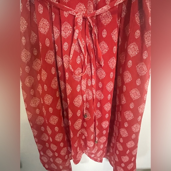 Xhilaration Red and White Patterned Midi Dress - Picture 2 of 4